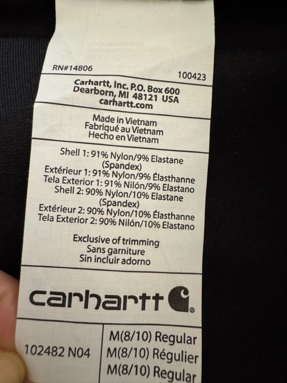 Carhartt Women's Fitted Black Legging Size M Regular